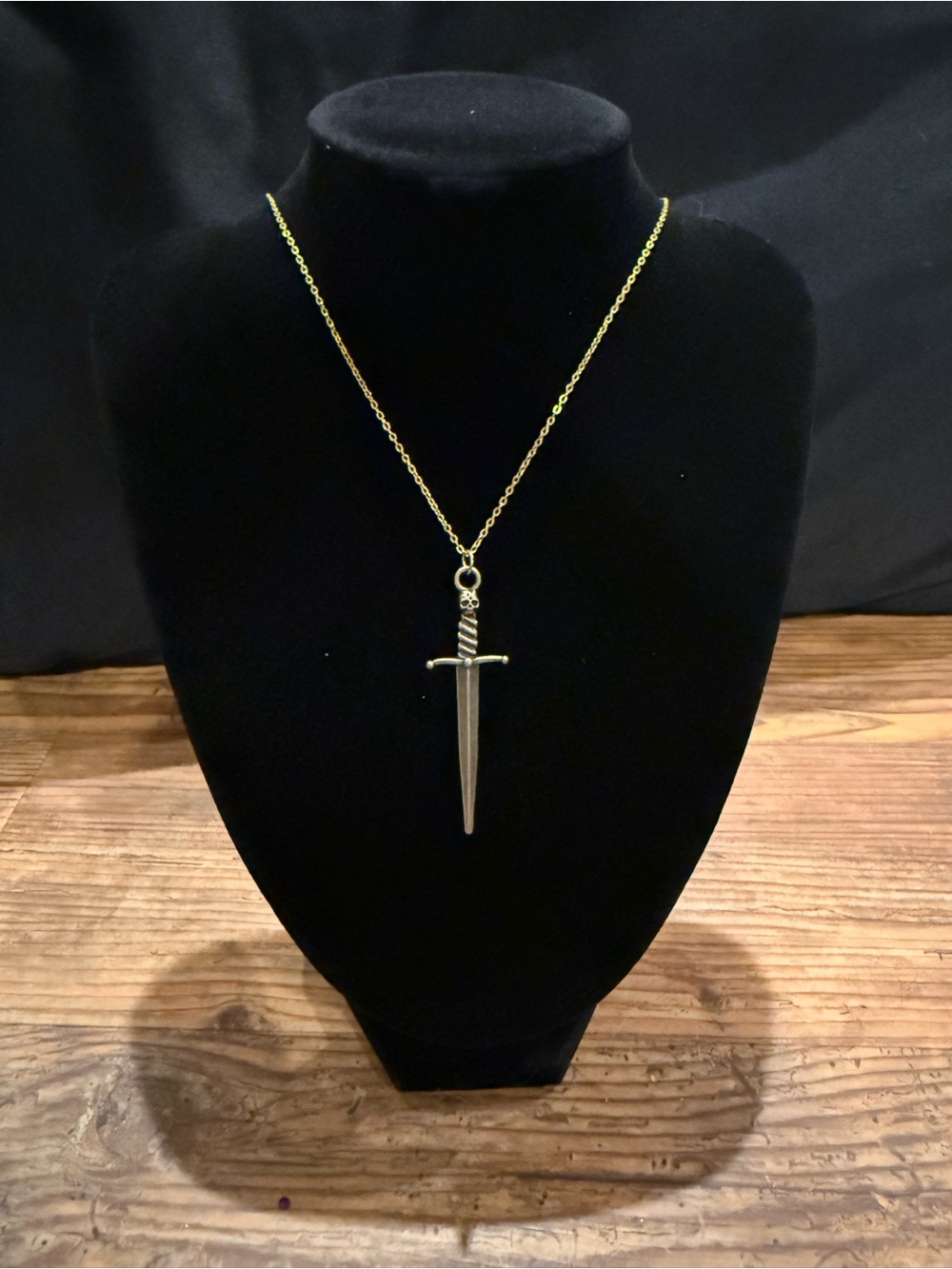 Gold sword necklace